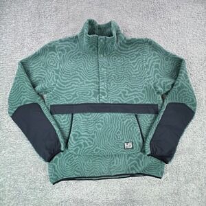 BlackStrap Caldera Mens Large Topo Swirl Fleece 1/2 Snap Pullover Sage Green